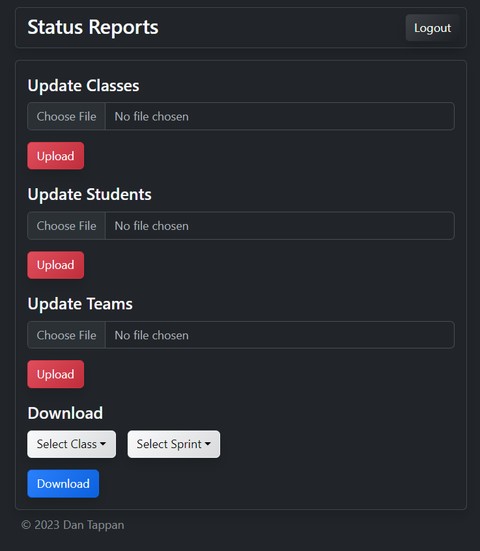 Picture of the landing page showcasing the admin panel