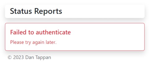 Picture of the login error page