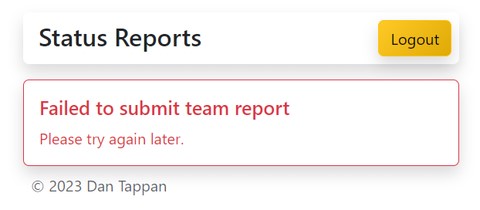 Picture of the submission error message